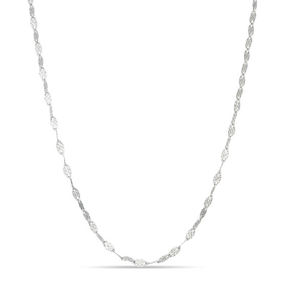 035 Gauge Diamond-Cut and Hammered Valentino Chain Necklace in Sterling Silver - 18"