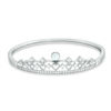 Thumbnail Image 0 of 5mm Simulated Opal and Cubic Zirconia Heart Accent Crown Bangle in Sterling Silver