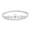 Thumbnail Image 1 of 5mm Simulated Opal and Cubic Zirconia Heart Accent Crown Bangle in Sterling Silver