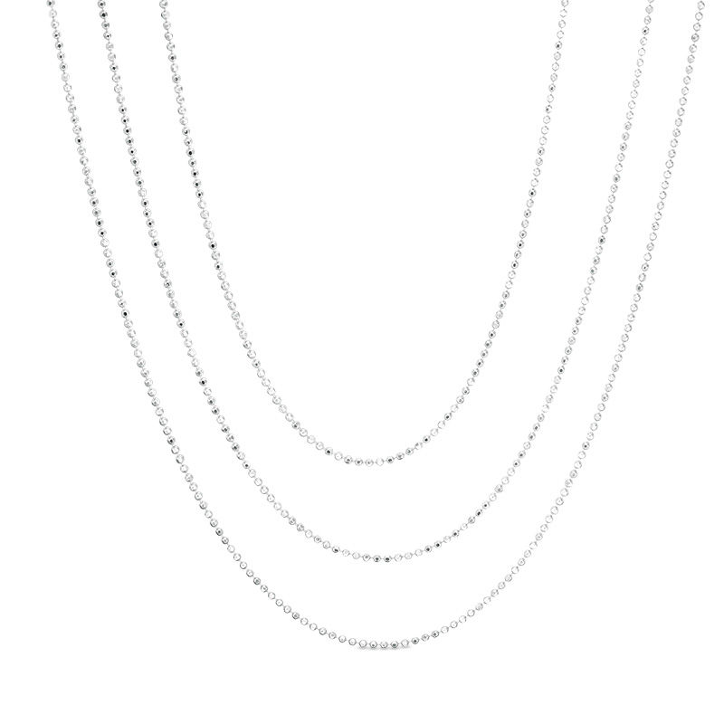 Made in Italy Triple Strand Diamond-Cut Bead Necklace in Sterling Silver