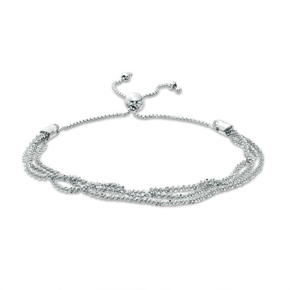 Multi-Strand Sparkle Bead Bolo Bracelet in Sterling Silver - 9.25"