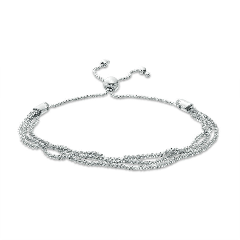 Main Image 1 of Multi-Strand Sparkle Bead Bolo Bracelet in Sterling Silver - 9.25"