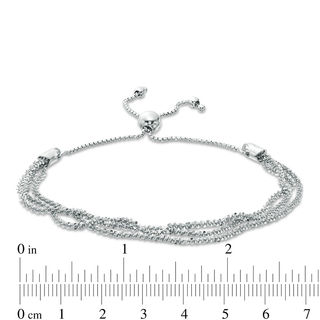 Multi-Strand Sparkle Bead Bolo Bracelet in Sterling Silver - 9.25"