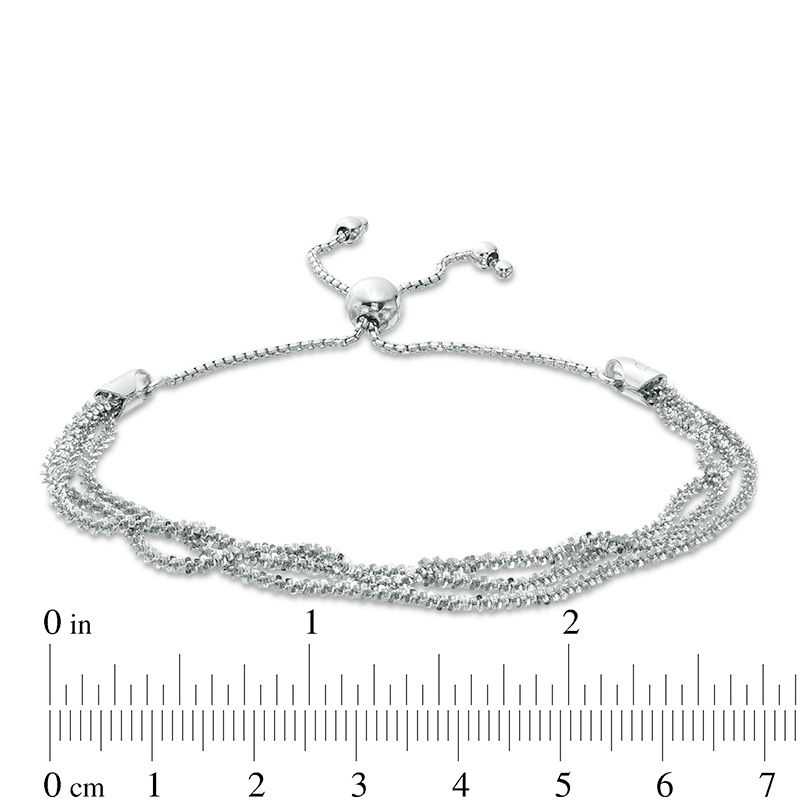 Main Image 2 of Multi-Strand Sparkle Bead Bolo Bracelet in Sterling Silver - 9.25"