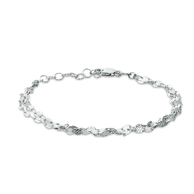 Main Image 1 of 035 Gauge Multi-Strand Hammered Bracelet in Sterling Silver - 7.5"