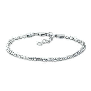 120 Gauge Alternating Multi-Shaped Beads Bracelet in Sterling Silver - 7.5"