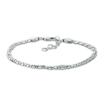 120 Gauge Alternating Multi-Shaped Beads Bracelet in Sterling Silver - 7.5"