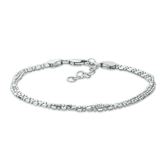 120 Gauge Alternating Multi-Shaped Beads Bracelet in Sterling Silver - 7.5"