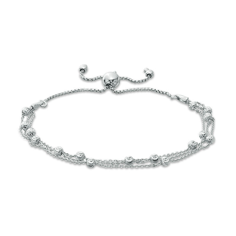 Main Image 1 of Diamond-Cut Bead Multi-Strand Bolo Bracelet in Sterling Silver - 9.25"