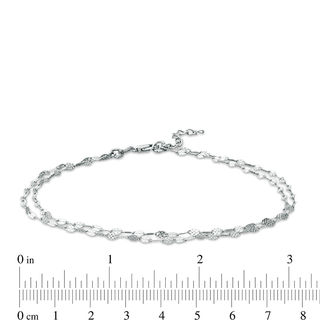 Made in Italy 035 Gauge Diamond-Cut Double Strand Valentino Chain Anklet in Sterling Silver - 10"