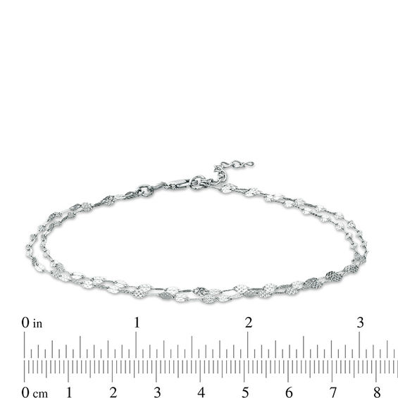 Made in Italy 035 Gauge Diamond-Cut Double Strand Valentino Chain Anklet in Sterling Silver - 10"