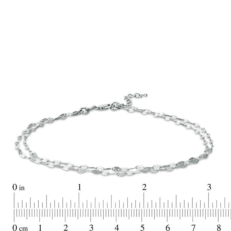 Made in Italy 035 Gauge Diamond-Cut Double Strand Valentino Chain Anklet in Sterling Silver - 10"