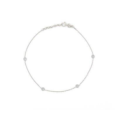 Made in Italy Cubic Zirconia Station Anklet in Solid Sterling Silver - 10"