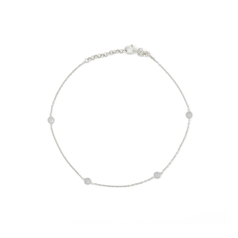 Main Image 2 of Made in Italy Cubic Zirconia Station Anklet in Solid Sterling Silver - 10"