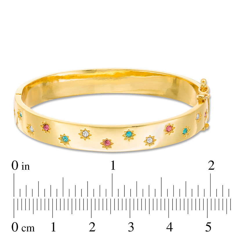 Main Image 2 of Child's Multi-Color Cubic Zirconia Star Bangle in Brass with 18K Gold Plate - 5.9"