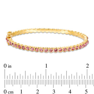 Child's Pink Crystal Hinged Bangle in Brass with 18K Gold Plate - 5.9"