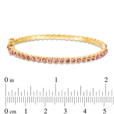 Child's Pink Crystal Hinged Bangle in Brass with 18K Gold Plate - 5.9"
