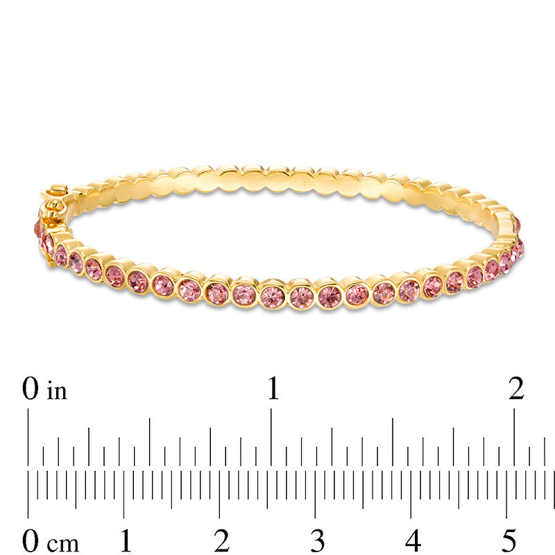 Main Image 2 of Child's Pink Crystal Hinged Bangle in Brass with 18K Gold Plate - 5.9"