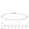 Pink Cubic Zirconia Bead Anklet in Sterling Silver - 10"