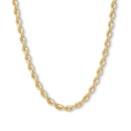 032 Gauge Rope Chain Necklace in 10K Hollow Gold - 26&quot;
