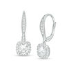 Thumbnail Image 0 of 6mm Cubic Zirconia Cushion Frame Vintage-Style Drop Earrings in Sterling Silver