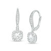 Thumbnail Image 1 of 6mm Cubic Zirconia Cushion Frame Vintage-Style Drop Earrings in Sterling Silver