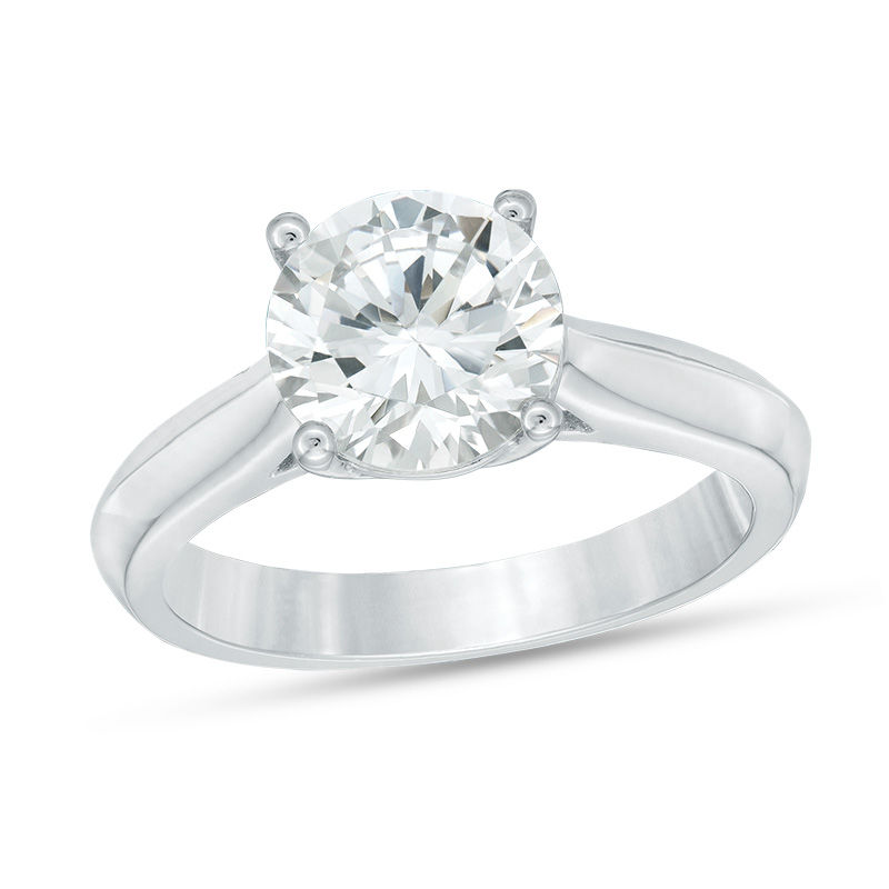 8.2mm Cubic Zirconia Solitaire Engagement Ring in Sterling Silver - Size 7