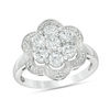 Thumbnail Image 0 of Cubic Zirconia Cluster Frame Vintage-Style Flower Ring in Sterling Silver - Size 7
