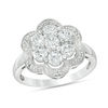 Thumbnail Image 1 of Cubic Zirconia Cluster Frame Vintage-Style Flower Ring in Sterling Silver - Size 7