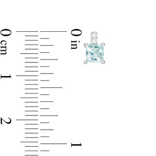 4mm Princess-Cut Lab-Created Blue Quartz and White Sapphire Stud Earrings in Sterling Silver