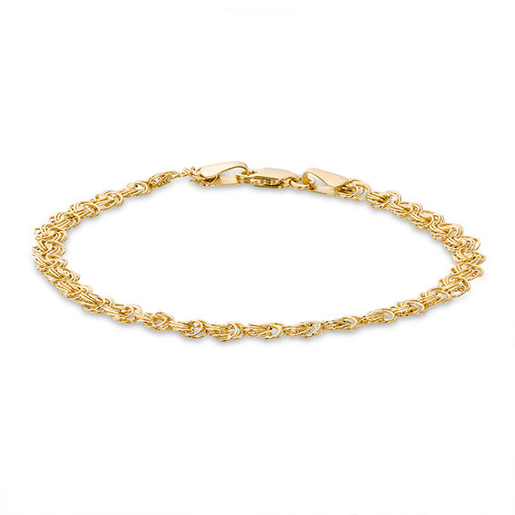 040 Gauge Rosetta Chain Bracelet in 10K Gold - 7.5"
