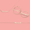 Thumbnail Image 1 of 45mm Script Name Tube Hoop Earrings in Sterling Silver with 14K Gold Plate (1 Line)
