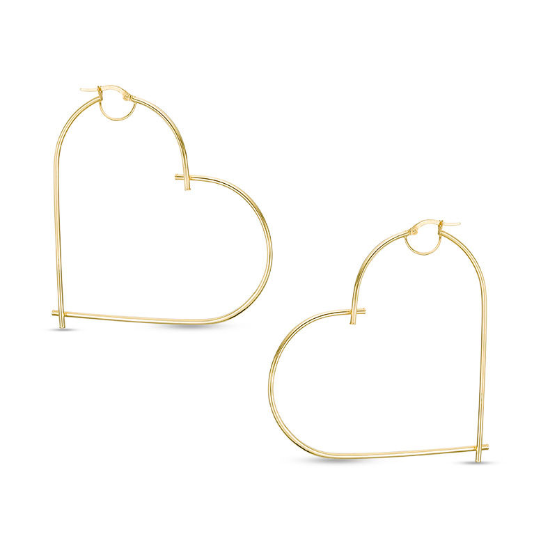Made In Italy 50mm Heart Shaped Hoop Earrings In 10k Gold Tube Banter