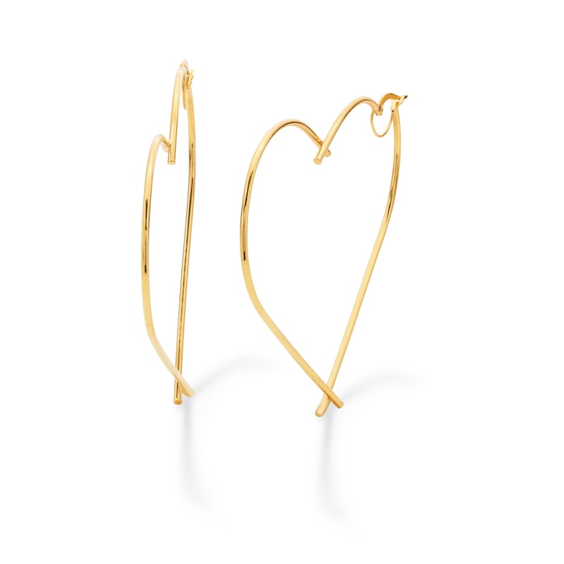 Main Image 1 of Made in Italy 50mm Heart-Shaped Hoop Earrings in 10K Gold Tube