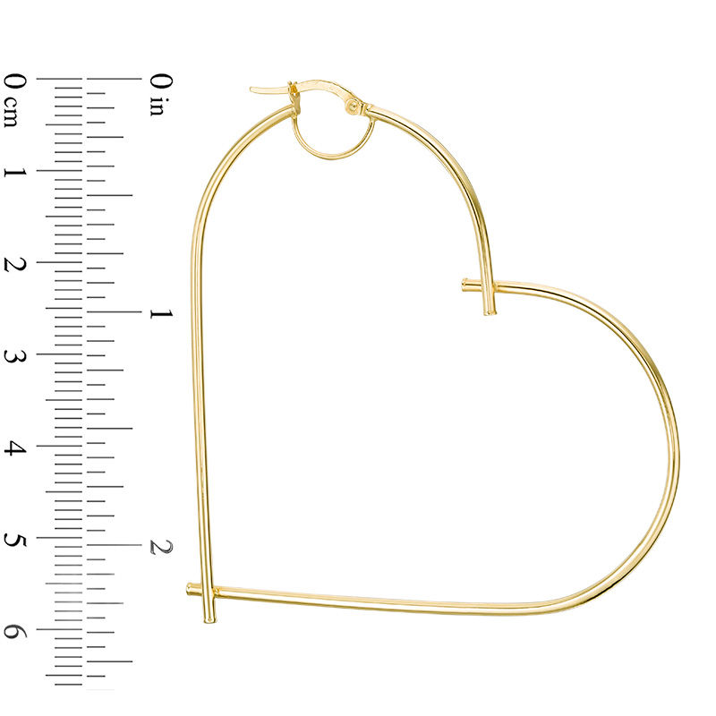 Made in Italy 50mm Heart Shaped Hoop Earrings in 10K Gold Tube