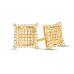 1/3 CT. T.W. Convex Square Composite Diamond Frame Stud Earrings in 10K Gold