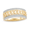 1/3 CT. T.W. Diamond Double Row Border Chain Link Ring in 10K Gold