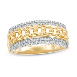 1/3 CT. T.W. Diamond Double Row Border Chain Link Ring in 10K Gold