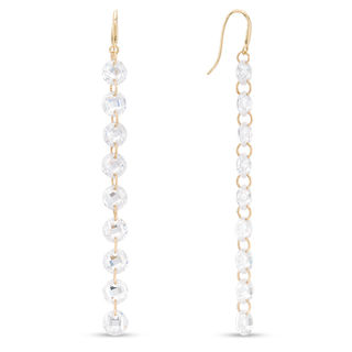 5mm Faceted Cubic Zirconia Linear Drop Earrings in 10K Gold