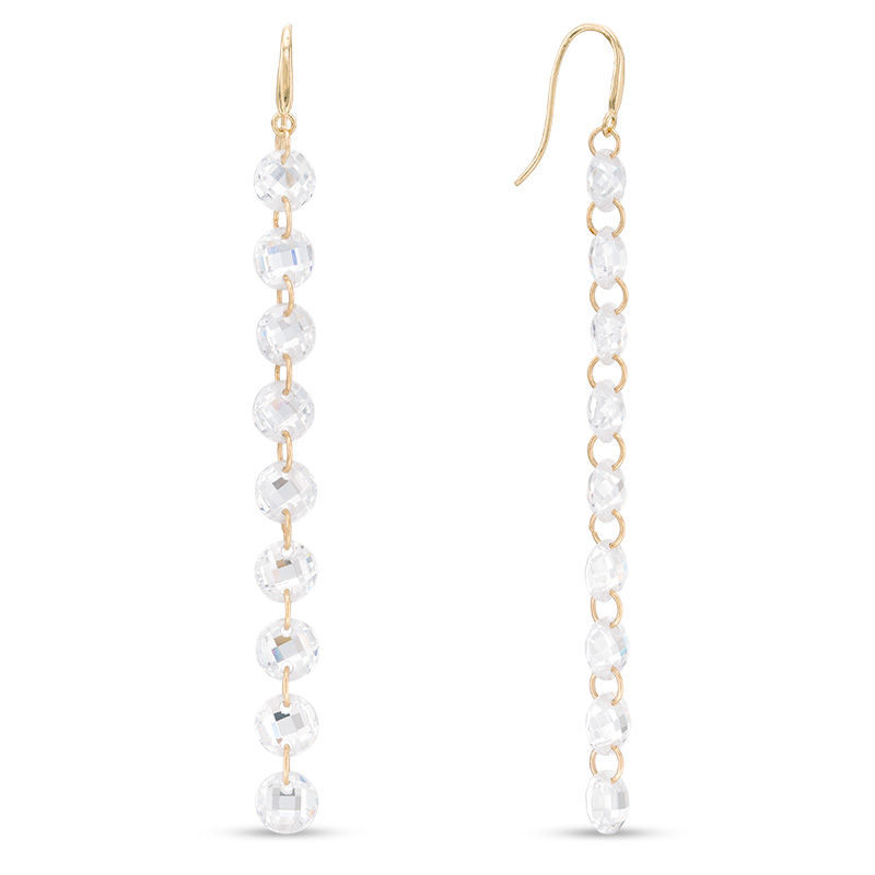 5mm Faceted Cubic Zirconia Linear Drop Earrings in 10K Gold