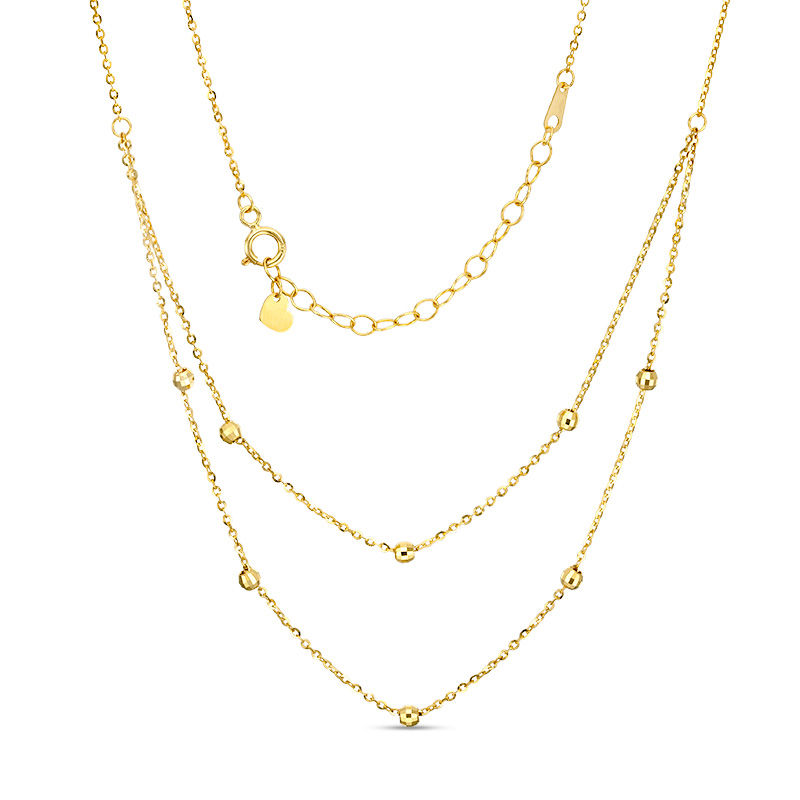 Diamond-Cut Bead Bib Necklace in 10K Gold - 18"