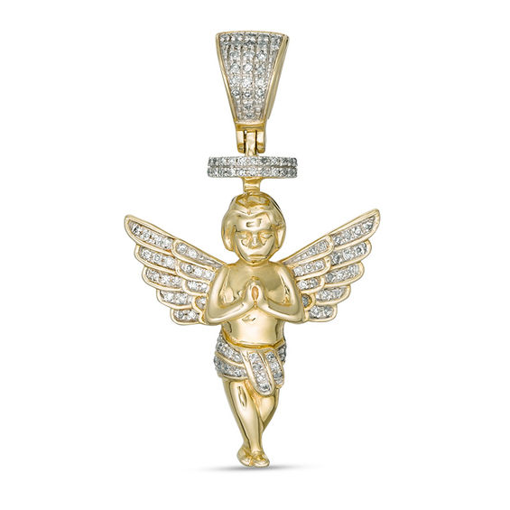Diamond Praying Angel Necklace Charm 
