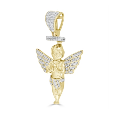 1/5 CT. T.W. Diamond Praying Angel Necklace Charm in 10K Gold