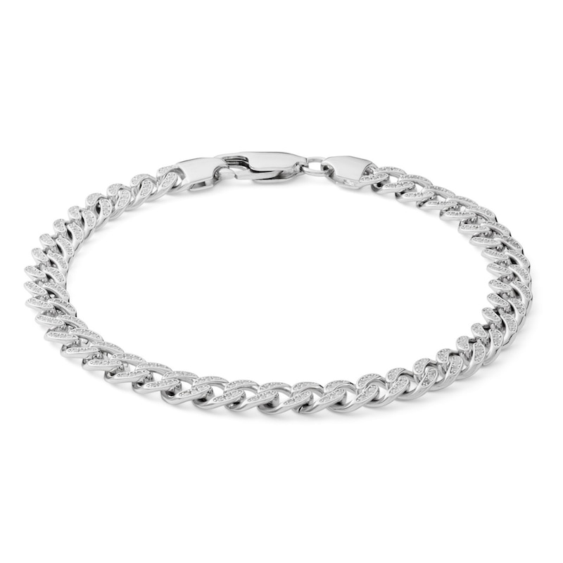 Curb chain Zancan bracelet in sterling silver with stones.