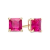 Thumbnail Image 1 of 4mm Princess-Cut Lab-Created Ruby Solitaire Stud Earrings in 10K Gold