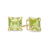 Thumbnail Image 0 of 4mm Princess-Cut Peridot Solitaire Stud Earrings in 10K Gold