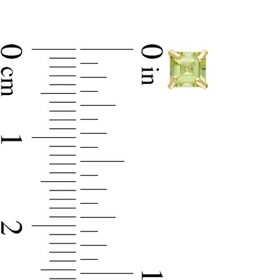 4mm Princess-Cut Peridot Solitaire Stud Earrings in 10K Gold