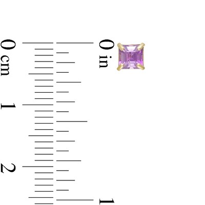 4mm Princess-Cut Amethyst Solitaire Stud Earrings in 10K Gold