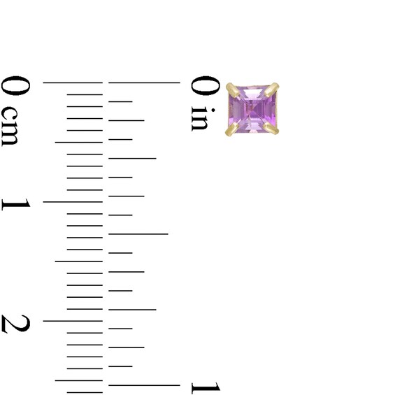 4mm Princess-Cut Amethyst Solitaire Stud Earrings in 10K Gold
