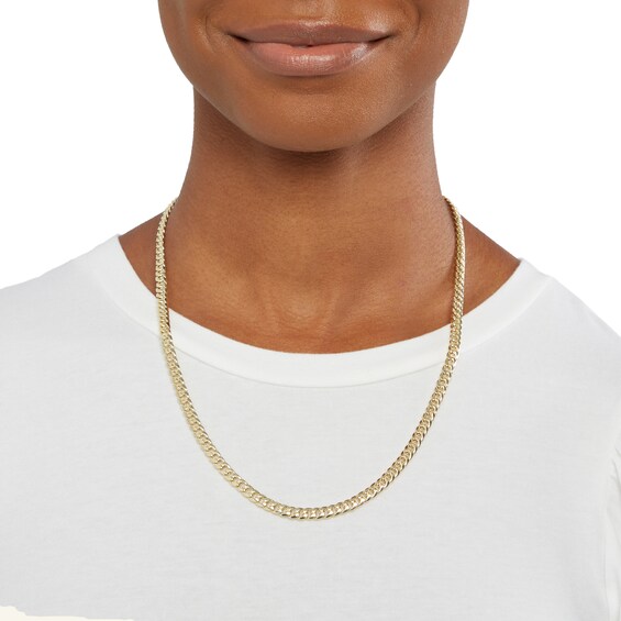 10K Semi-Solid Gold Miami Curb Chain - 22"